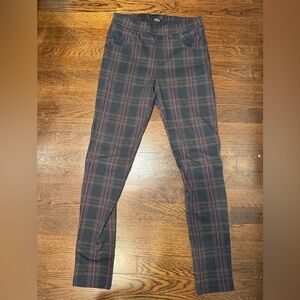 Sanctuary Black Plaid Pants with Subtle Red & Gray Lines